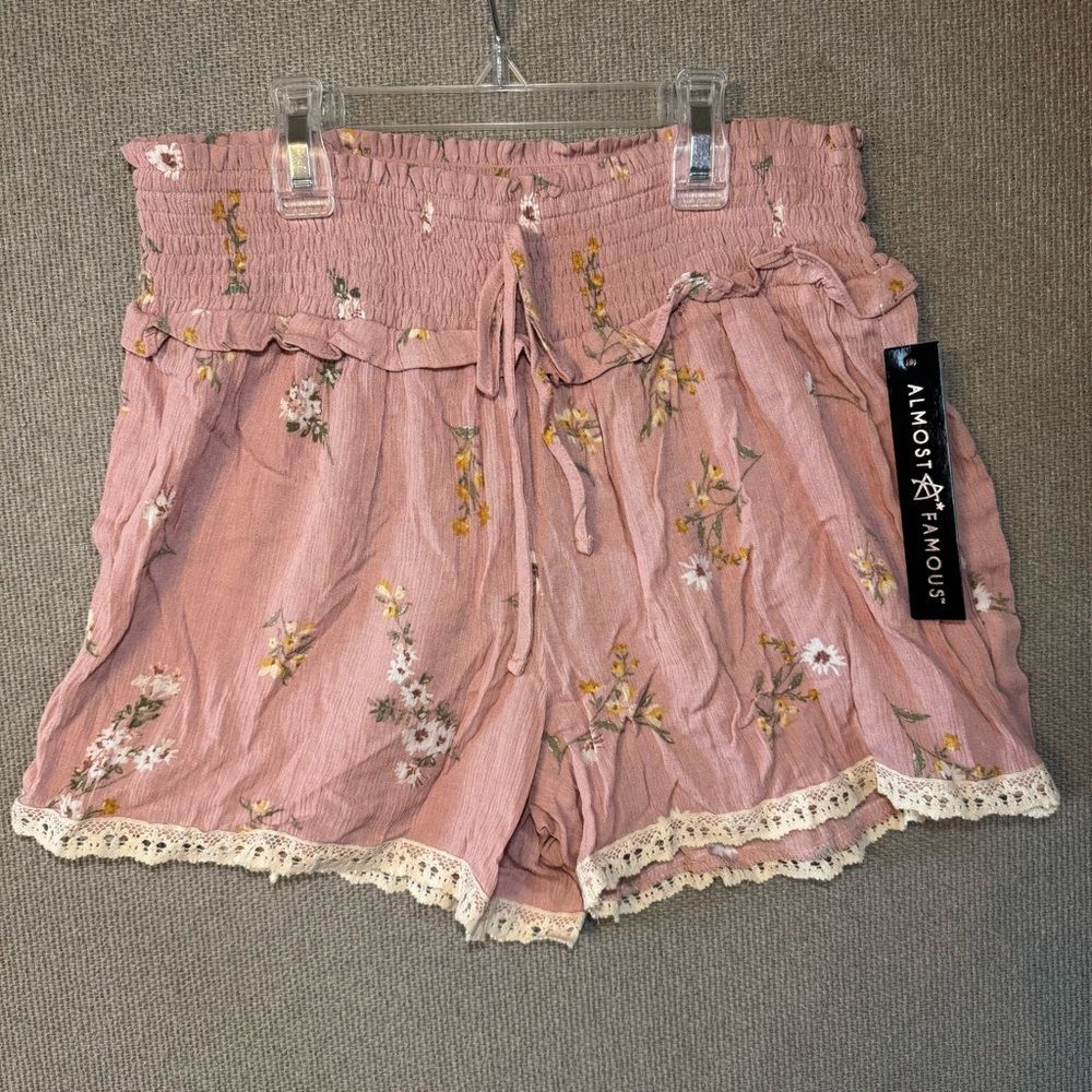 Almost Famous Dusty Pink Floral High Waist Shorts